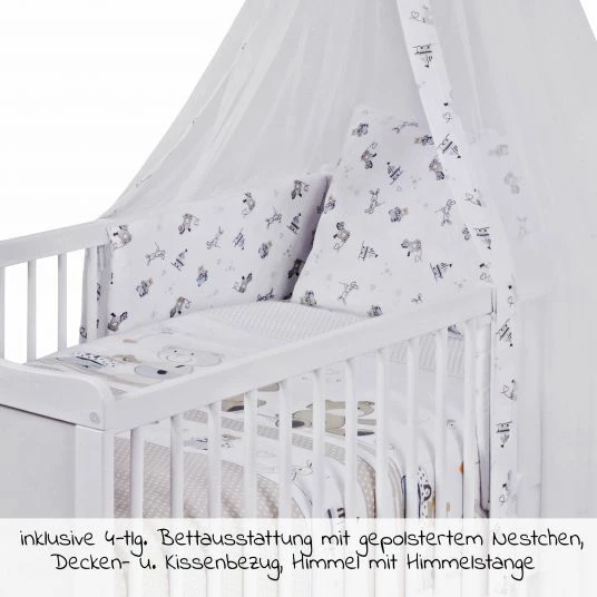 Coupon 😀 Jonka Babybett-Komplett-Set Mona inkl. Bettwäsche, Himmel, Nestchen & Matratze 70 x 140 cm - Spielbär - Weiß 💯 4 Coupon 😀 Jonka Babybett-Komplett-Set Mona inkl. Bettwäsche, Himmel, Nestchen & Matratze 70 x 140 cm - Spielbär - Weiß 💯 - Image 4