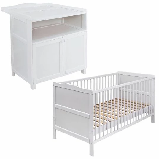 Hot Sale 🔥 Jonka Kinderzimmer Sparset Mona mit Bett und Wickelkommode 70 x 140 cm - - Weiß - Collection 2022 😍 1 Hot Sale 🔥 Jonka Kinderzimmer Sparset Mona mit Bett und Wickelkommode 70 x 140 cm - - Weiß - Collection 2022 😍