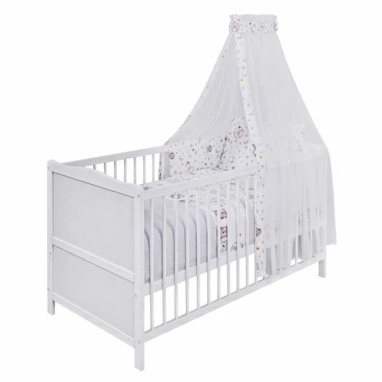 Outlet ✔️ Jonka Kinderzimmer Sparset Mona mit Bett, Wickelkommode, Bettwäsche, Himmel, Nestchen, Matratze 70 x 140 cm - Eulenpaar - Weiß - Collection 2022 😍 6 Outlet ✔️ Jonka Kinderzimmer Sparset Mona mit Bett, Wickelkommode, Bettwäsche, Himmel, Nestchen, Matratze 70 x 140 cm - Eulenpaar - Weiß - Collection 2022 😍 - Image 6