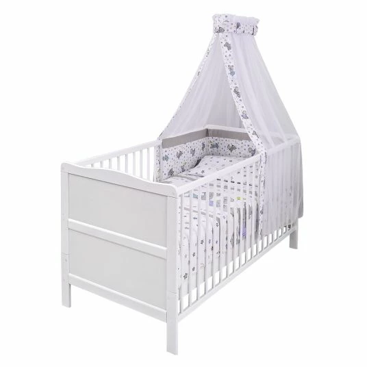 Best Pirce ✔️ Jonka Kinderzimmer Sparset Mona mit Bett, Wickelkommode, Bettwäsche, Himmel,Nestchen, Matratze 70x140 cm - Kuschelbären - Weiß - Collection 2022 🛒 6 Best Pirce ✔️ Jonka Kinderzimmer Sparset Mona mit Bett, Wickelkommode, Bettwäsche, Himmel,Nestchen, Matratze 70x140 cm - Kuschelbären - Weiß - Collection 2022 🛒 - Image 6