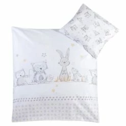 New 😍 Julius Zöllner Bed linen 80 x 80 cm - bunny & owl white 👏
