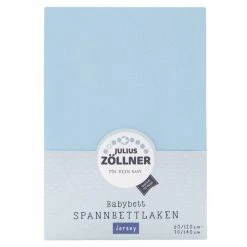 Hot Sale 😉 Julius Zöllner fitted sheet for cot 60 x 120 / 70 x 140 cm - light blue 🛒