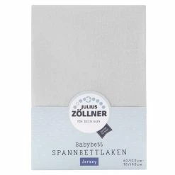 Promo 🛒 Julius Zöllner fitted sheet for cot 60 x 120 / 70 x 140 cm - light grey 💯