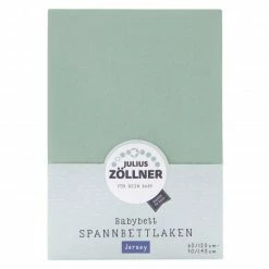 Best Pirce ⌛ Julius Zöllner Spannbetttuch für Kinderbett 60 x 120 / 70 x 140 cm - Salbei 🤩