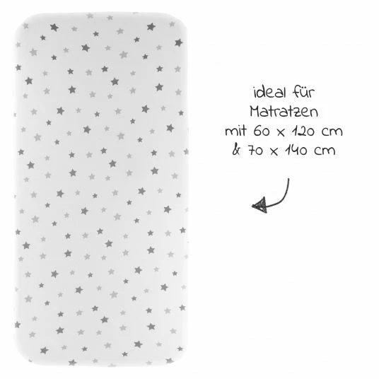 Brand new 💯 LaLoona 2er Pack Spannbettuch für Kinderbett 60 x 120 / 70 x 140 cm - Sterne - Hellgrau 🎁 3 Brand new 💯 LaLoona 2er Pack Spannbettuch für Kinderbett 60 x 120 / 70 x 140 cm - Sterne - Hellgrau 🎁 - Image 3