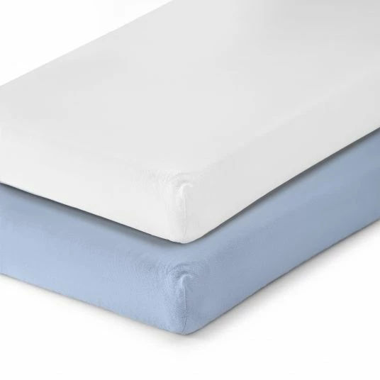 Best deal 😀 LaLoona 2er Pack Spannbettuch für Kinderbett 60 x 120 / 70 x 140 cm - Weiß Hellblau 💯 6 Best deal 😀 LaLoona 2er Pack Spannbettuch für Kinderbett 60 x 120 / 70 x 140 cm - Weiß Hellblau 💯 - Image 6