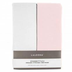Wholesale 🛒 LaLoona 2er Pack Spannbettuch für Kinderbett 60 x 120 / 70 x 140 cm - Weiß Rosa 🎁
