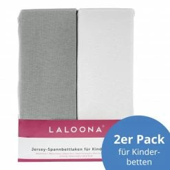 Flash Sale 𧨠LaLoona Spannbettlaken 2er Pack fΓΌr MatratzengrΓΆΓe 60x120 cm und 70x140 cm - Grau WeiΓ π