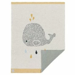 Coupon 👍 Lässig Strick-Kuscheldecke aus Bio-Baumwolle 75 x 100 cm - Little Water Whale ❤️