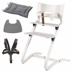 Flash Sale 👏 Leander Hochstuhl-Set 6-tlg. Classic inkl. Bügel, Tablett, Ledergurt, Sicherheitsgurt & Sitzkissen - Weiß - Collection 2022 😍