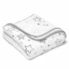 Cheap 🧨 Makian Cuddly blanket gauze 4-ply 120 x 120 cm - Crazy Stars - Grey White 👏