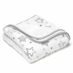 Cheap 🧨 Makian Cuddly blanket gauze 4-ply 120 x 120 cm - Crazy Stars - Grey White 👏