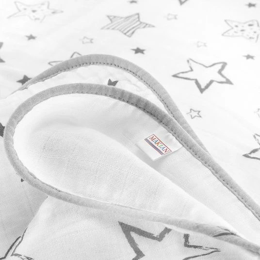Cheap 𧨠Makian Cuddly blanket gauze 4-ply 120 x 120 cm - Crazy Stars - Grey White π 6 Cheap 𧨠Makian Cuddly blanket gauze 4-ply 120 x 120 cm - Crazy Stars - Grey White π - Image 6