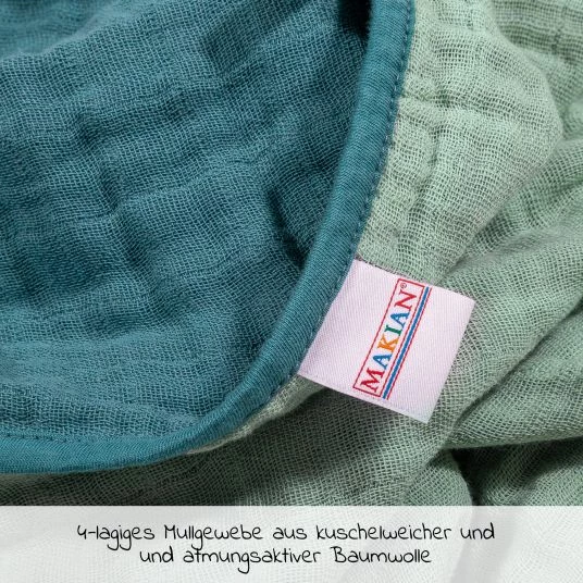Best deal π Makian Wende-Kuscheldecke / Babydecke Mull 4-lagig 75 x 100 cm - Patina Mint π 2 Best deal π Makian Wende-Kuscheldecke / Babydecke Mull 4-lagig 75 x 100 cm - Patina Mint π - Image 2