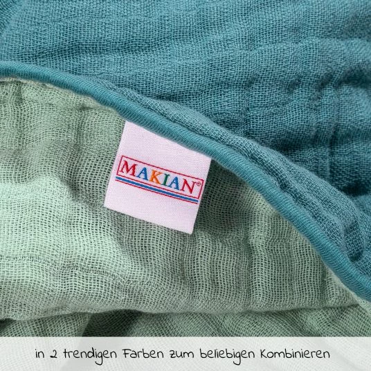 Best deal π Makian Wende-Kuscheldecke / Babydecke Mull 4-lagig 75 x 100 cm - Patina Mint π 3 Best deal π Makian Wende-Kuscheldecke / Babydecke Mull 4-lagig 75 x 100 cm - Patina Mint π - Image 3