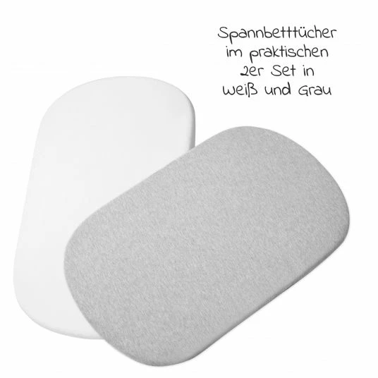 Flash Sale 🔥 Maxi-Cosi Spannbetttuch 2er Pack für Beistellbett Iora - Weiß / Grau - Collection 2022 👍 2 Flash Sale 🔥 Maxi-Cosi Spannbetttuch 2er Pack für Beistellbett Iora - Weiß / Grau - Collection 2022 👍 - Image 2