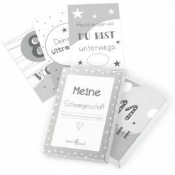 Best deal โจ Mintkind Meilensteinkarte - Schwangerschaft - 26 Karten Set - grau ๐