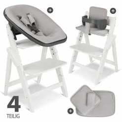 Promo 👏 Moji Yippy Newborn Set (4-tlg.) Hochstuhl + Neugeborenen Aufsatz + Sitzkissen + Starter-Set - Snow 🌟