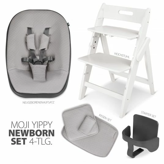 Promo π Moji Yippy Newborn Set (4-tlg.) Hochstuhl + Neugeborenen Aufsatz + Sitzkissen + Starter-Set - Snow π 2 Promo π Moji Yippy Newborn Set (4-tlg.) Hochstuhl + Neugeborenen Aufsatz + Sitzkissen + Starter-Set - Snow π - Image 2