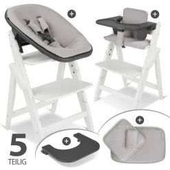 Cheap โ๏ธ Moji Yippy Newborn Set (5-tlg.) Hochstuhl + Neugeborenen Aufsatz + Sitzkissen + Starter-Set + Tisch & Essbrett - Snow ๐ฅ