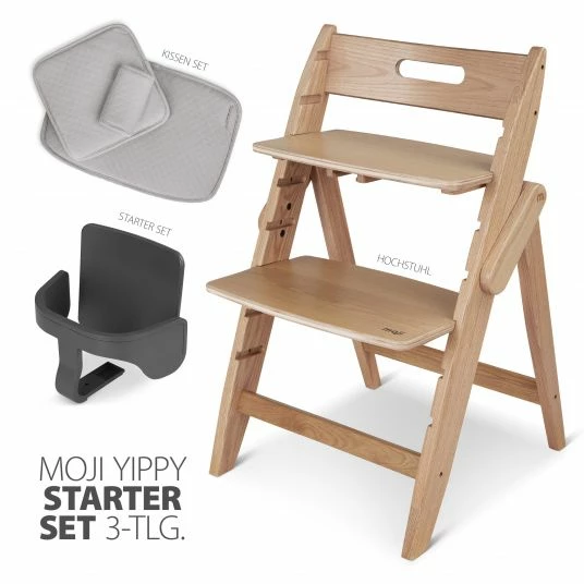 Best deal 😍 Moji Yippy Starter Set (3-tlg.) Hochstuhl + Sitzkissen + Starter Set (klappbar & mitwachsend) - Oak 👍 2 Best deal 😍 Moji Yippy Starter Set (3-tlg.) Hochstuhl + Sitzkissen + Starter Set (klappbar & mitwachsend) - Oak 👍 - Image 2