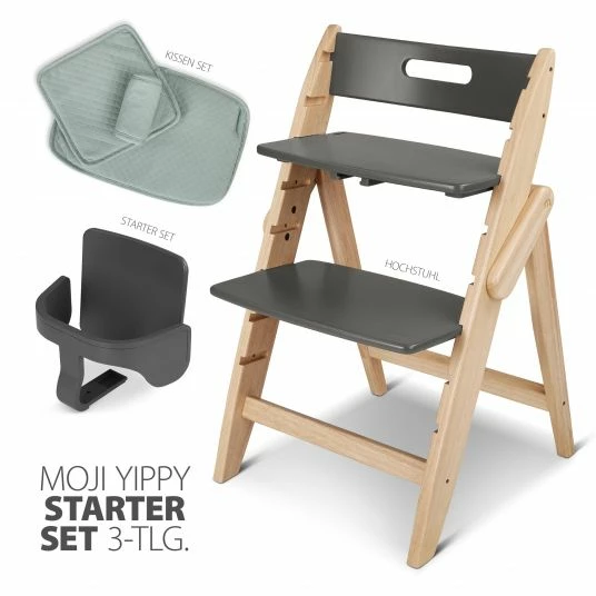 Budget 👏 Moji Yippy Starter Set (3-tlg.) Hochstuhl + Sitzkissen + Starter Set (klappbar & mitwachsend) - Stone 😍 2 Budget 👏 Moji Yippy Starter Set (3-tlg.) Hochstuhl + Sitzkissen + Starter Set (klappbar & mitwachsend) - Stone 😍 - Image 2