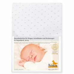 New 🛒 Pinolino Spannbetttuch für Beistellbett & Wiege - 2er Pack 40 x 70 / 55 x 90 cm - Sternchen - Grau 💯