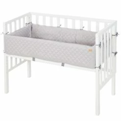 Outlet 🔥 Roba 2in1 Beistellbett Bank & Matratze & Nestchen Roba Style - Silbergrau - Weiß ⌛