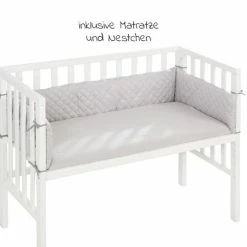 Outlet 🔥 Roba 2in1 Beistellbett Bank & Matratze & Nestchen Roba Style - Silbergrau - Weiß ⌛ -Live & Sleep Sales roba 2in1 beistellbett bank matratze nestchen roba style silbergrau weiss 8970 we 8v230 d4