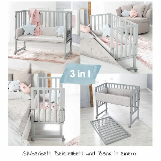 Discount π Roba 3in1 Stubenbett Beistellbett, Bank & Matratze & Nestchen Roba Style - Silbergrau - Taupe π 2 Discount π Roba 3in1 Stubenbett Beistellbett, Bank & Matratze & Nestchen Roba Style - Silbergrau - Taupe π - Image 2