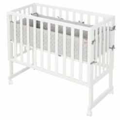 Best deal 😀 Roba 3in1 Stubenbett Beistellbett, Bank & Matratze & Nestchen Roba Style - Silbergrau - Weiß ✨