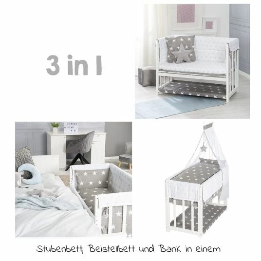 Flash Sale 🤩 Roba 3in1 Stubenbett Beistellbett, Bank & Textile-Ausstattung - Little Stars - Weiß 👍 2 Flash Sale 🤩 Roba 3in1 Stubenbett Beistellbett, Bank & Textile-Ausstattung - Little Stars - Weiß 👍 - Image 2