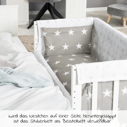Flash Sale 🤩 Roba 3in1 Stubenbett Beistellbett, Bank & Textile-Ausstattung - Little Stars - Weiß 👍 3 Flash Sale 🤩 Roba 3in1 Stubenbett Beistellbett, Bank & Textile-Ausstattung - Little Stars - Weiß 👍 - Image 3