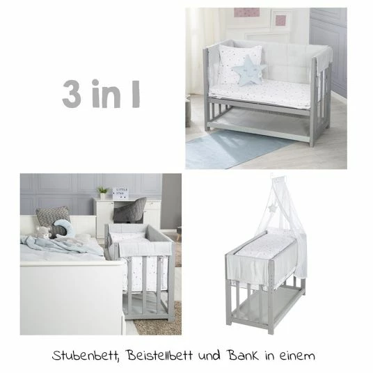 New ๐ฅ Roba 3in1 Stubenbett Beistellbett, Bank & Textile-Ausstattung - Sternenzauber Grau - Taupe ๐ฏ 2 New ๐ฅ Roba 3in1 Stubenbett Beistellbett, Bank & Textile-Ausstattung - Sternenzauber Grau - Taupe ๐ฏ - Image 2