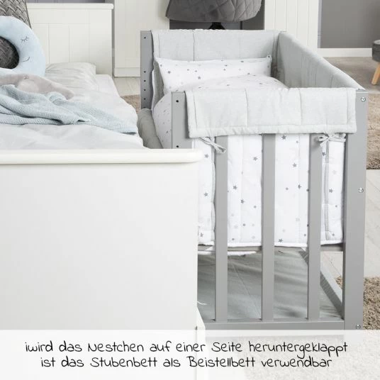 New ๐ฅ Roba 3in1 Stubenbett Beistellbett, Bank & Textile-Ausstattung - Sternenzauber Grau - Taupe ๐ฏ 3 New ๐ฅ Roba 3in1 Stubenbett Beistellbett, Bank & Textile-Ausstattung - Sternenzauber Grau - Taupe ๐ฏ - Image 3