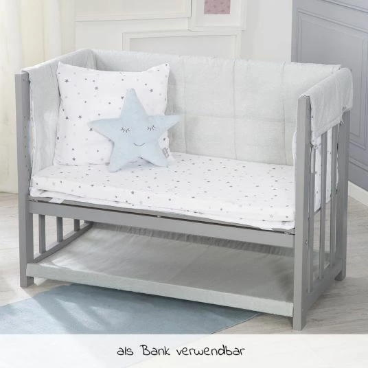 New ๐ฅ Roba 3in1 Stubenbett Beistellbett, Bank & Textile-Ausstattung - Sternenzauber Grau - Taupe ๐ฏ 5 New ๐ฅ Roba 3in1 Stubenbett Beistellbett, Bank & Textile-Ausstattung - Sternenzauber Grau - Taupe ๐ฏ - Image 5