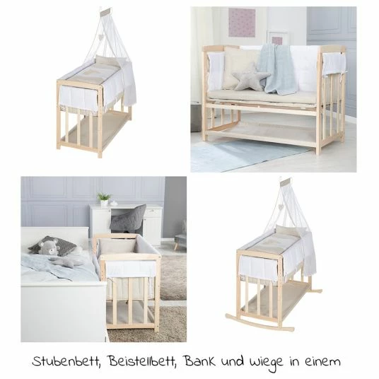 Hot Sale 👍 Roba 4in1 Stubenbett Beistellbett, Wiege und Bank & Textile-Ausstattung - Liebhabär - Natur ✨ 2 Hot Sale 👍 Roba 4in1 Stubenbett Beistellbett, Wiege und Bank & Textile-Ausstattung - Liebhabär - Natur ✨ - Image 2