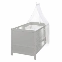 New 🎁 Roba Babybett-Komplett-Set Taupe - inkl. Bettwäsche, Himmel, Nestchen & Matratze 70 x 140 cm - Sternenzauber Grau ✨