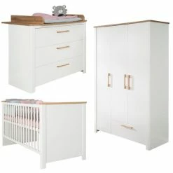Hot Sale 🤩 Roba Kinderzimmer Ava mit 3-türigem Schrank, Bett, breiter Wickelkommode - Weiß 🌟