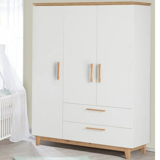 Outlet 🛒 Roba Kinderzimmer Carina mit 3-türigem Schrank, Bett, breiter Wickelkommode - Weiß 😉 2 Outlet 🛒 Roba Kinderzimmer Carina mit 3-türigem Schrank, Bett, breiter Wickelkommode - Weiß 😉 - Image 2