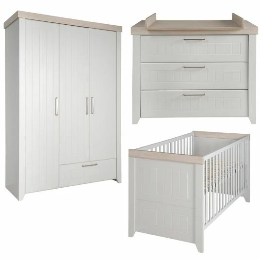 Outlet 👏 Roba Kinderzimmer Helene mit 3-türigem Schrank, Bett, breiter Wickelkommode - Lichtgrau 😉 1 Outlet 👏 Roba Kinderzimmer Helene mit 3-türigem Schrank, Bett, breiter Wickelkommode - Lichtgrau 😉
