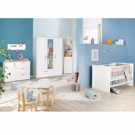 Promo 🛒 Roba Kinderzimmer Sylt Baby mit 3-türigem Schrank, Bett, breiter Wickelkommode - Weiß 🎁 2 Promo 🛒 Roba Kinderzimmer Sylt Baby mit 3-türigem Schrank, Bett, breiter Wickelkommode - Weiß 🎁 - Image 2