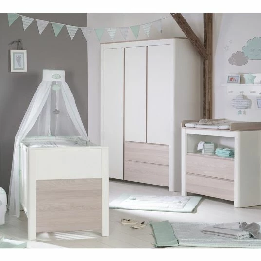 Budget 💯 Roba Kinderzimmer Timon mit 3-türigem Schrank, Bett, Wickelkommode - Weiß Luna 🛒 1 Budget 💯 Roba Kinderzimmer Timon mit 3-türigem Schrank, Bett, Wickelkommode - Weiß Luna 🛒