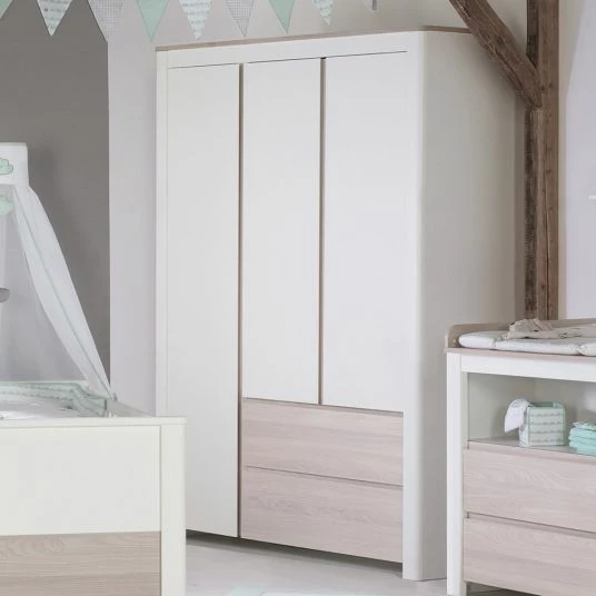 Budget 💯 Roba Kinderzimmer Timon mit 3-türigem Schrank, Bett, Wickelkommode - Weiß Luna 🛒 2 Budget 💯 Roba Kinderzimmer Timon mit 3-türigem Schrank, Bett, Wickelkommode - Weiß Luna 🛒 - Image 2