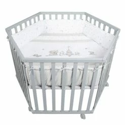 Deals 🤩 Roba Laufgitter 6-eckig Taupe -3-fach höhenverstellbar & Einlage - Sternenzauber - Weiß ✨