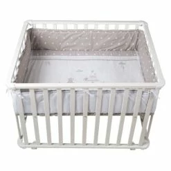 Outlet 👍 Roba Playpen white incl. insert 75 x 100 cm - Indibär - Grey 🔥