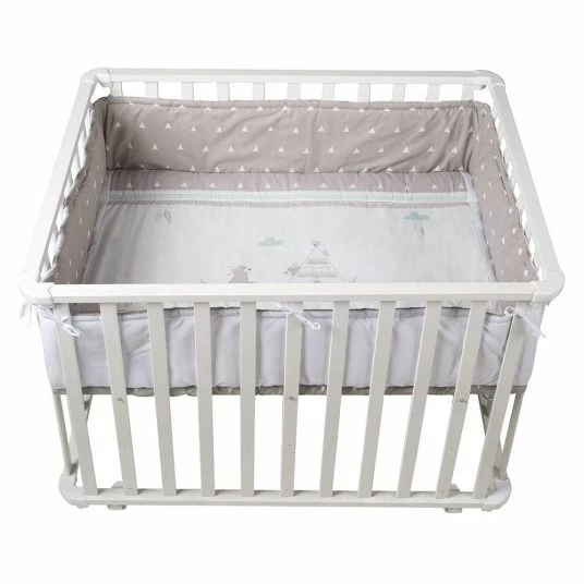Outlet 👍 Roba Playpen white incl. insert 75 x 100 cm - Indibär - Grey 🔥 1 Outlet 👍 Roba Playpen white incl. insert 75 x 100 cm - Indibär - Grey 🔥