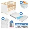 Best Sale 🧨 Schardt 7-tlg. Kinderbett Set Komfort inkl. Matratze, Steppbett 100x135+40x40, 2x Bettlaken, Einlage 70 x 140 cm - Natur Weiß 😀