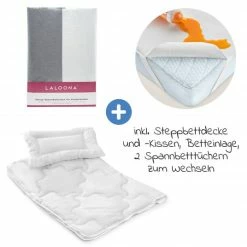 Best Sale 🧨 Schardt 7-tlg. Kinderbett Set Komfort inkl. Matratze, Steppbett 100x135+40x40, 2x Bettlaken, Einlage 70 x 140 cm - Natur Weiß 😀 -Live & Sleep Sales schardt 7 tlg kinderbett set matratze dr lubbe air steppbett 100x135 40x60 2x bettlaken einlage 70 x 140 cm natur weiss set 433 d2