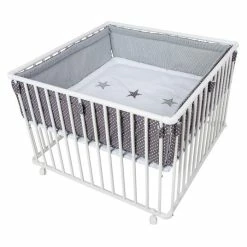 Promo 👍 Schardt Playpen Basic White incl. insert 100 x 100 - Star - Grey 👏